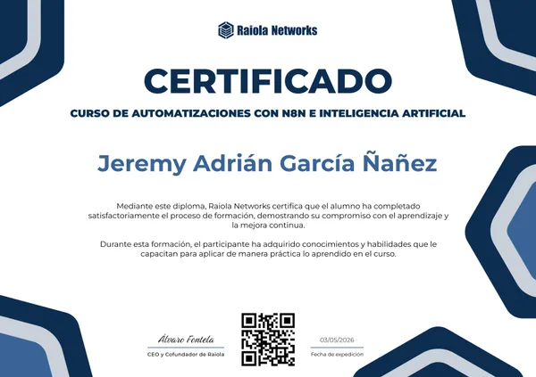 CURSO DE AUTOMATIZACIONES CON N8N E INTELIGENCIA ARTIFICIAL